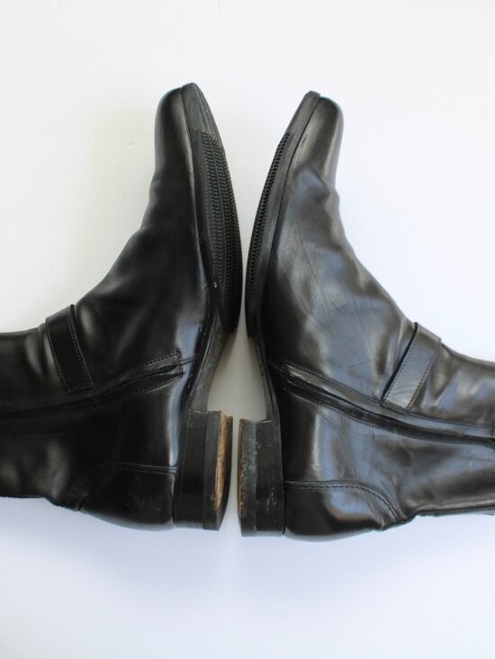 Costume National Homme Ankle Boots Black Leather Buckle Accent Zip-Up Men\'s 9.5